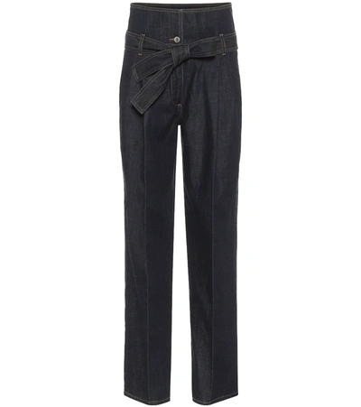 Stella Mccartney High-rise Straight Paperbag Jeans In Blue