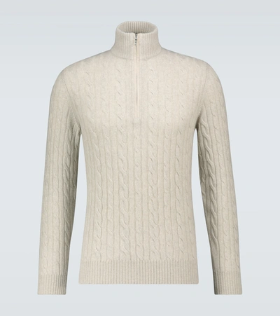 Loro Piana Mezzocollo Treccia Cashmere Sweater In Neutrals