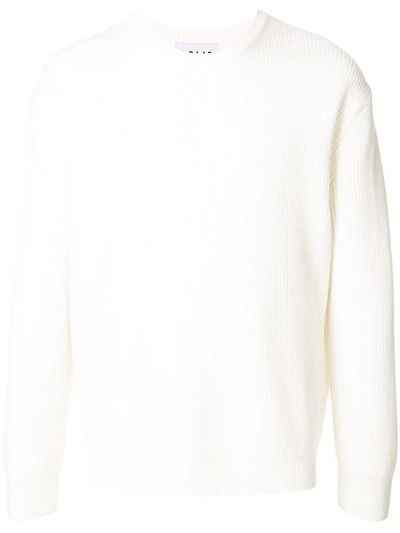 Solid Homme Ribbed-detailing Crew-neck Jumper In White