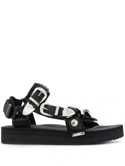 Suicoke X Toga Buckled Sandals In Black