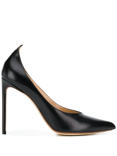 Francesco Russo Black Leather Pumps