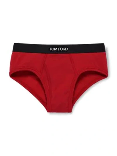 Tom Ford Cotton Stretch Jersey Briefs In Red