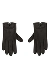 Valentino Garavani Garavani Vlogo Lambskin Leather Gloves In Black