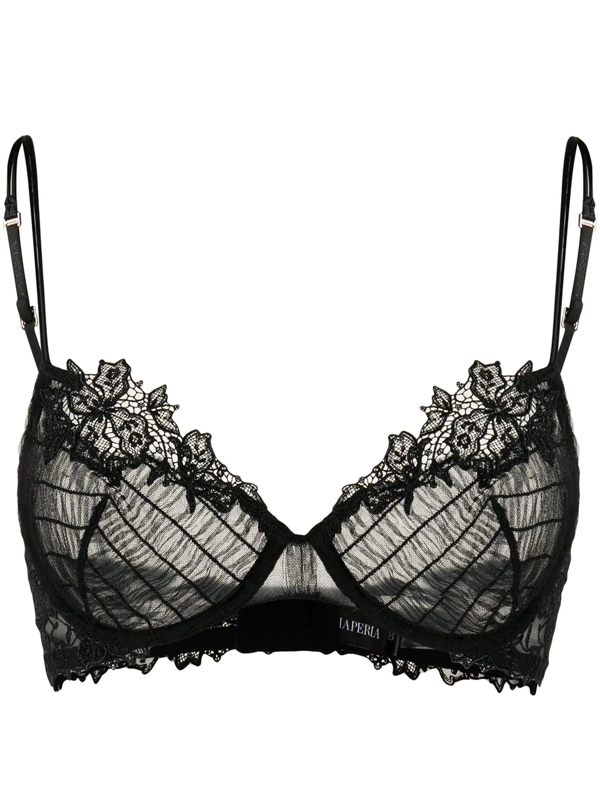 La Perla Floral Groove Lace And Stretch Silk-trimmed Tulle Underwired ...