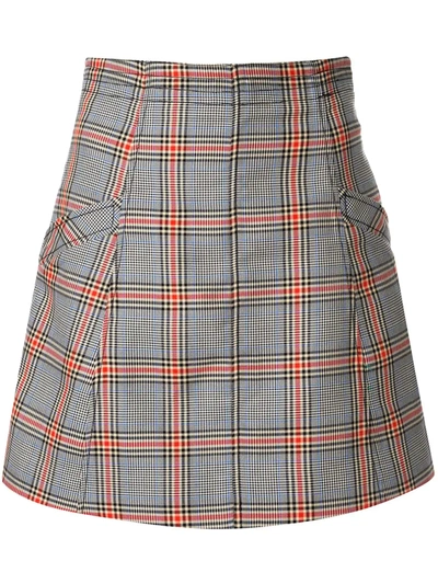 Rachel Gilbert Riley Fitted Plaid Mini Skirt In Grey
