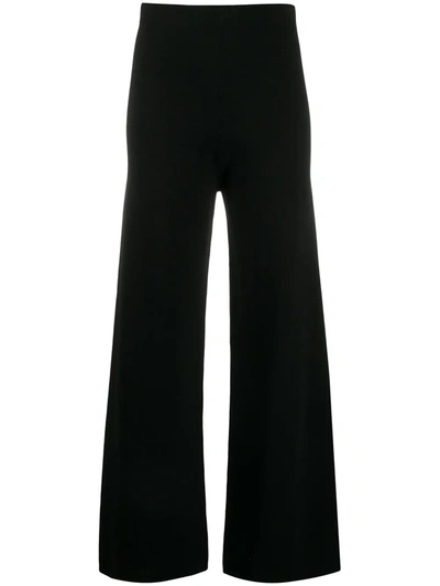 D-exterior High-waisted Wide Leg Trousers In Black