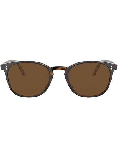 Oliver Peoples Unisex Finley Vintage Polarized Square Sunglasses, 49mm In 362 Horn / True Polar Brown