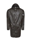 Rains Long Hooded Raincoat In Shiny Brown