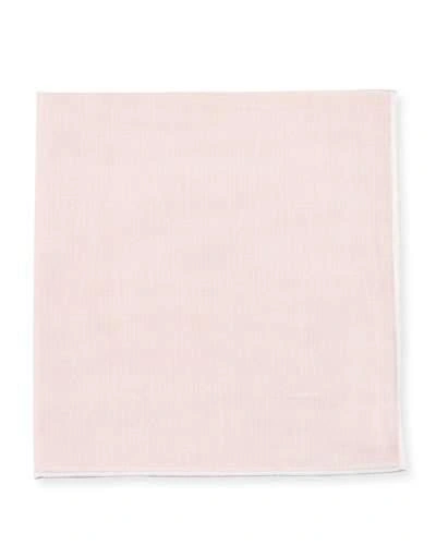 Tom Ford Solid Pocket Square With Contrast Border, Pink/white