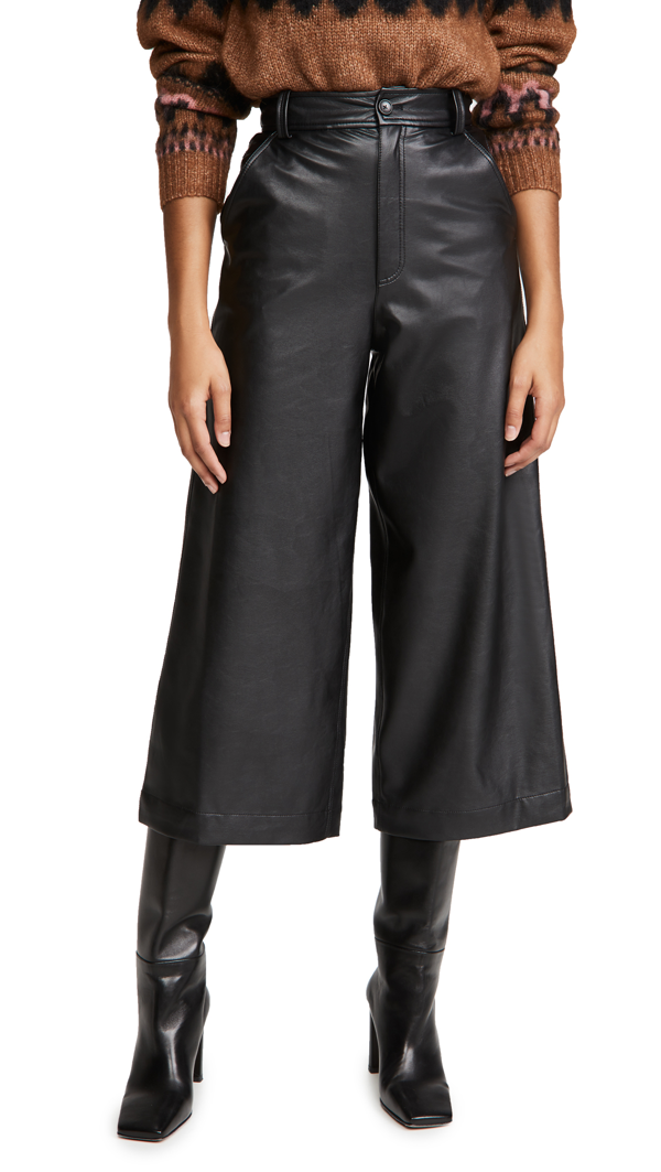 A.l.c Wiles Wide Leg Faux Leather Gaucho Pants In Black | ModeSens