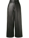A.l.c Wiles Cropped Faux Leather Wide-leg Pants In Black