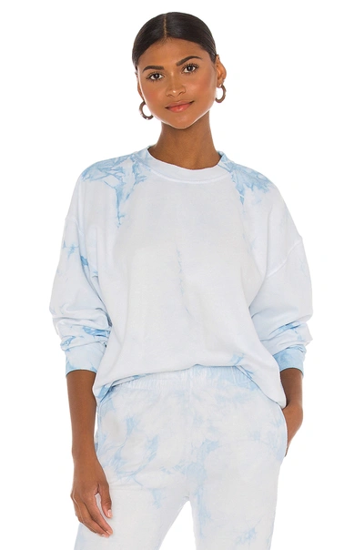 Frankies Bikinis Bennie Crewneck Sweatshirt In Baby Blue Tie Dye