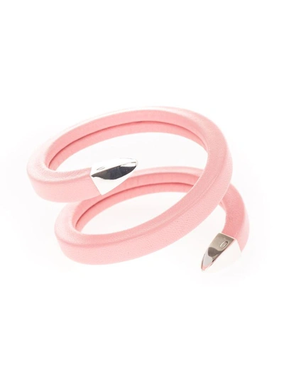 Bottega Veneta Leather Cuff Bracelet In Pink