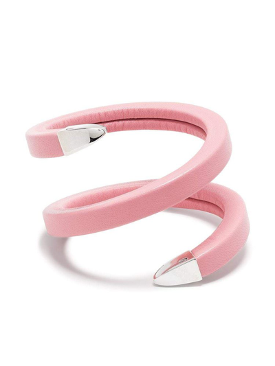 Bottega Veneta Leather Cuff Bracelet In Pink