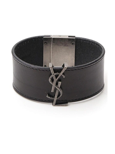 Saint Laurent Ysl Monogram Bracelet In Black