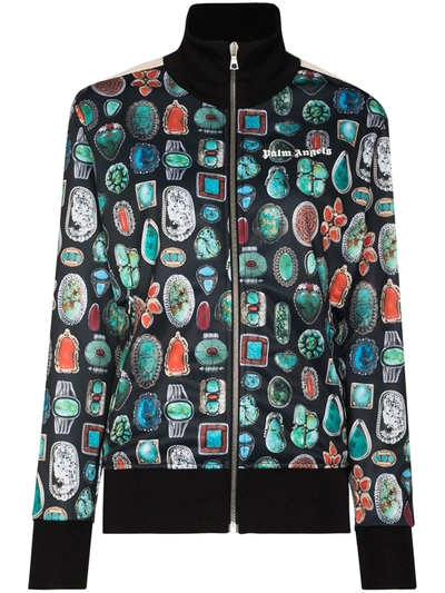 Palm Angels Black Jewel Print Track Jacket In Black