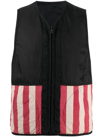 Visvim Striped Panel Waistcoat Jacket In Black