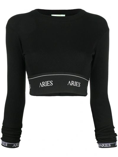 Aries Logo Trim Band Cropped Top In Black