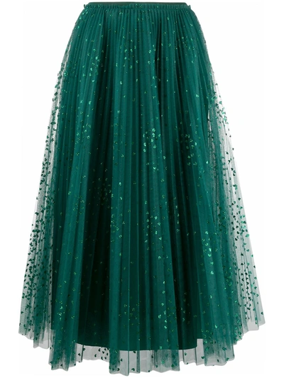 Red Valentino Glitter-detail Pleated Tutu In Green