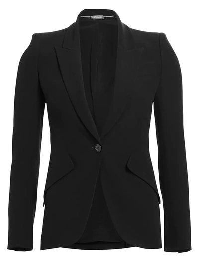 Alexander Mcqueen Peak Shoulder Blazer In Black