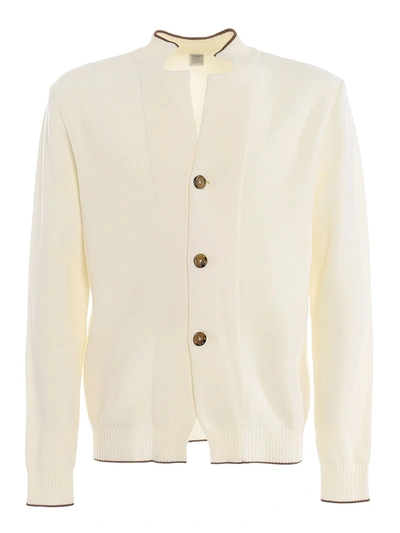 Eleventy Buttoned Wool Cardigan In White