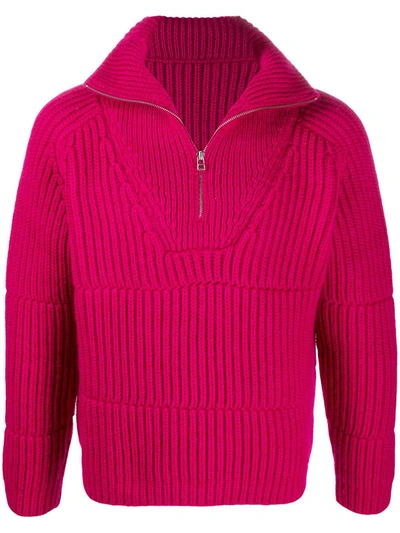 Jacquemus La Maille Olive High Neck W/zip In Pink