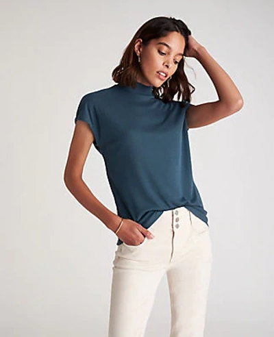 Ann Taylor Cap Sleeve Mock Neck Top In Mystic Ocean