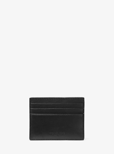 Michael Kors Odin Tall Leather Card Case In Black