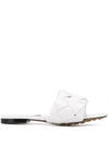 Bottega Veneta 10mm Lido Leather Slide Flats In Optic White
