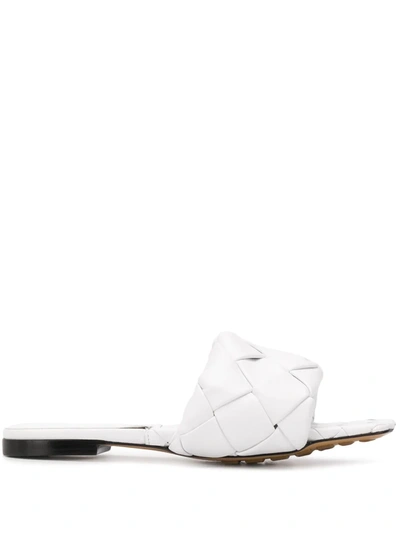 Bottega Veneta 10mm Lido Leather Slide Flats In White