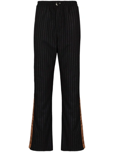 Ahluwalia Kyle Striped Pinstripe Drawstring Trousers In Black