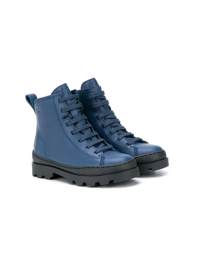 Camper Kids' Lace-up Leather Boots In Blue