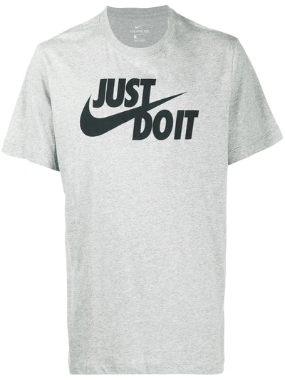 Nike Crew Neck 'just Do It' Slogan T-shirt In Grey