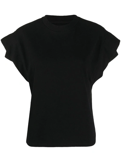 Ba&sh Elix Cotton T-shirt With Pleated Sleeves Noir Ba-sh In Black
