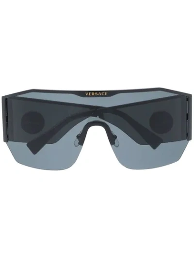 Versace Oversized Medusa-plaque Sunglasses In Black