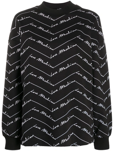 Love Moschino Logo Print Rib-trimmed Sweatshirt In Black