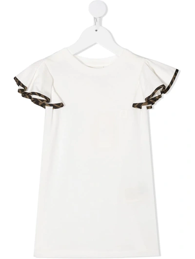Fendi Kids' Ruffle Sleeves T-shirt In White