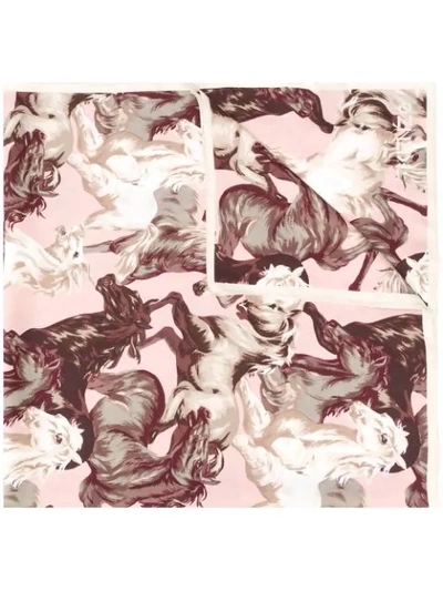 Kenzo Horse-print Silk Scarf In Pink