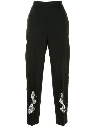 Ermanno Scervino Lace Embroidery Tapered Trousers In Black