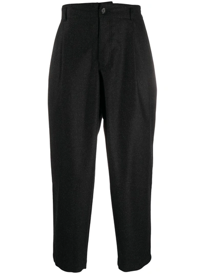 Comme Des Garçons Shirt High-waisted Cropped Trousers In Black
