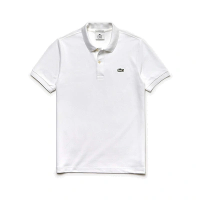 Lacoste Men's Slim Fit Multicolor Badge Polo In White