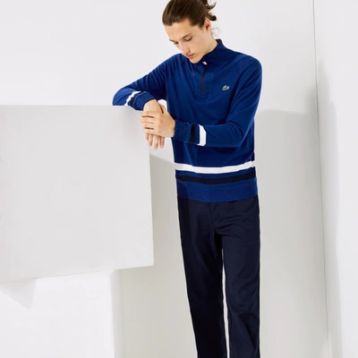 Lacoste Men's Sport Breathable Wool Golf Sweater - L - 5 In Blue