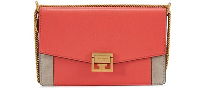 Givenchy Gv3 Coral Leather Wallet-on-chain In Corail Perle