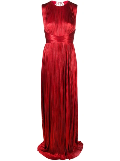 Maria Lucia Hohan Adela Metallic Red Lace-up Silk Gown