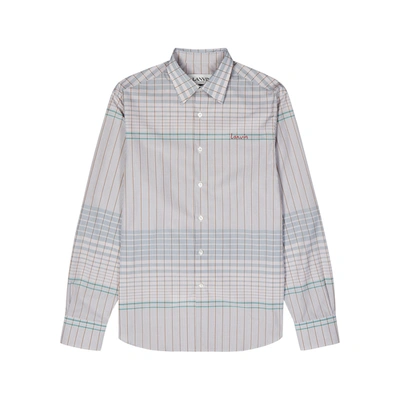 Lanvin Checked Cotton Shirt In Blue