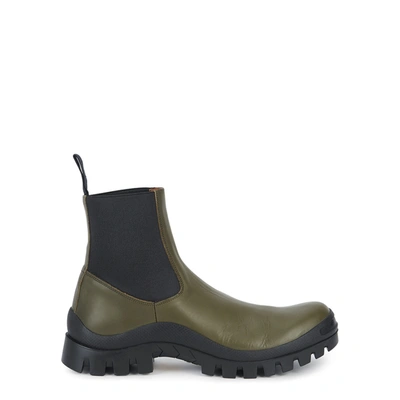 Atp Atelier Catania Green Leather Chelsea Boots In Khaki