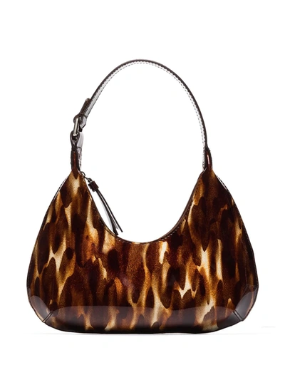 By Far Baby Amber Glittered Patent-leather Shoulder Bag In Brown