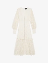 The Kooples V-neck Paisley Lace Maxi Dress In Ecru