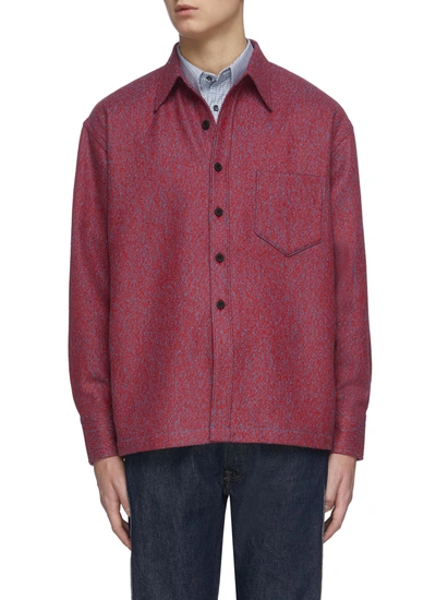 Karmuel Young Square Fit Virgin Wool Overshirt In Red