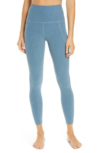 Beyond Yoga Beyond Space Dye High Waist Pocket Leggings In Stormy Blue-blue Cloud